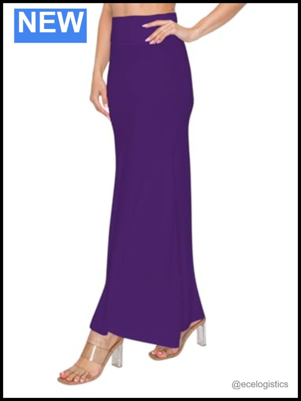 Womens High Waist Maxi Skirt Rayon Spandex Foldover Waistband Long Flared